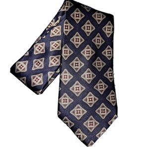 Don Loper Necktie Beverly Hills Men's 55"-57" 100% Italian Silk Blue/Gold Wide